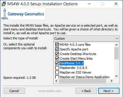 ms4w setup screen 1